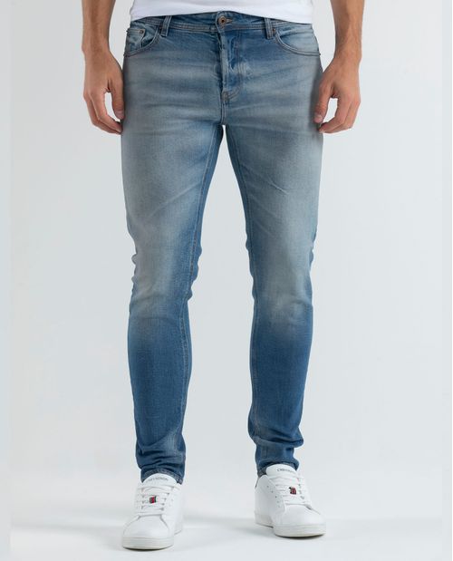 Jean de Hombre Super Slim Fit, Rider, Bota Super Slim - Azul Medio Vintage