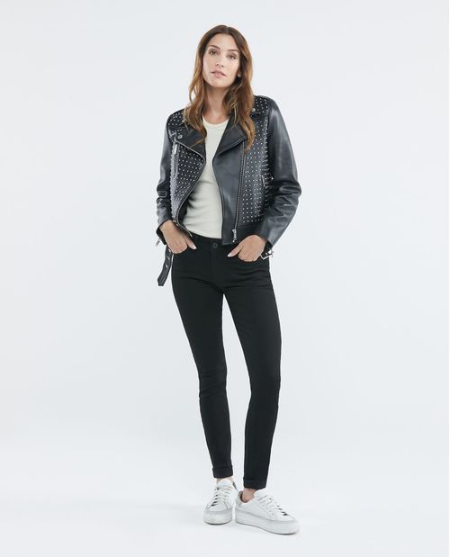 Jean de Mujer Low Rise, Rusty, Bota Skinny - Negro Mate
