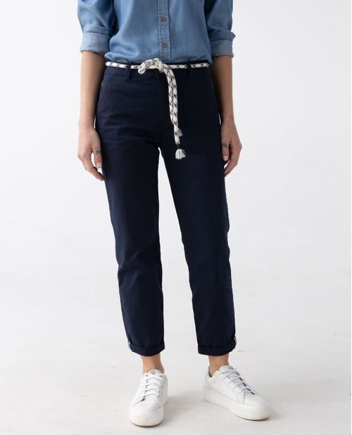 Pantalón para mujer chino con cinturón