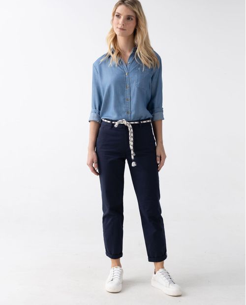 Pantalón para mujer chino con cinturón