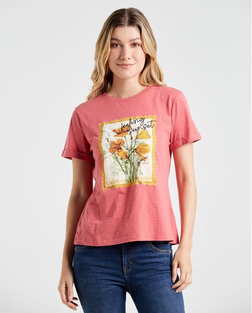Camiseta con estampado frontal para mujer