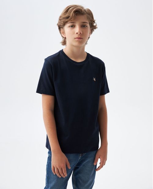 Camiseta de Niño, Cuello Redondo - Básico Fondo Entero Azul