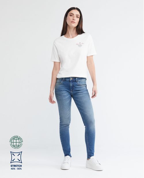 Jean de Mujer High Rise, Cosmo, Bota Skinny - Azul Medio