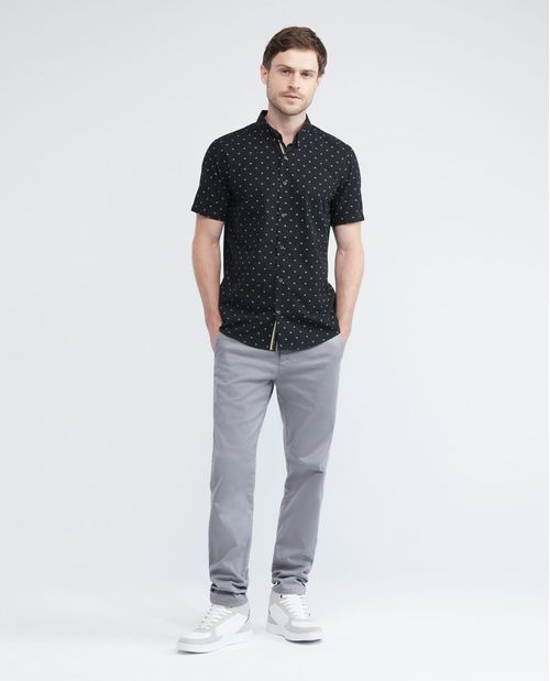 Camisa de Hombre, Slim Fit Manga Corta - Mini Print Patos