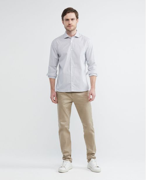 Camisa Premium de Hombre, Slim Fit Manga Larga - Mil Rayas Coolmax + Wrinkle Free