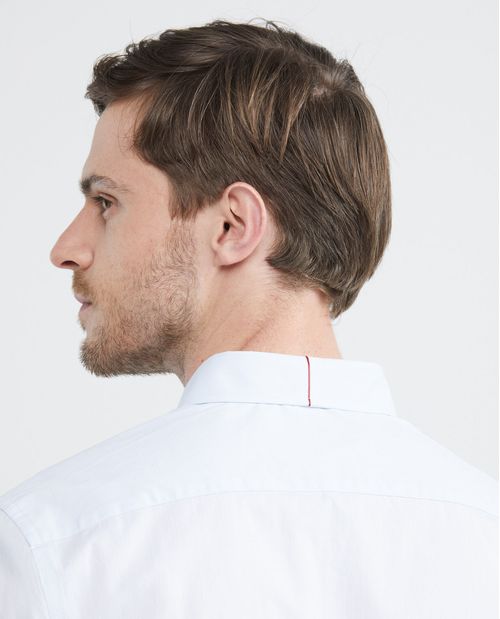 Camisa Premium de Hombre, Slim Fit Manga Larga - Mini Cuadros Efecto Dobby