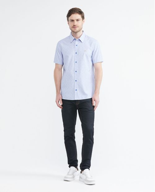 Camisa de Hombre, Slim Fit Manga Corta - Dobby Multicolor