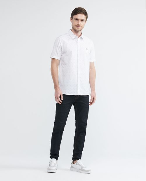 Camisa de Hombre, Slim Fit Manga Corta - Dobby Multicolor
