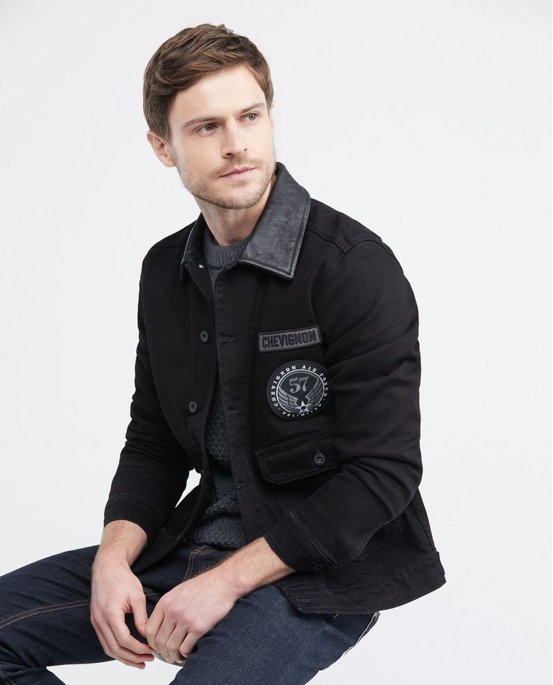 Chaqueta de jean con parches 2024 hombre