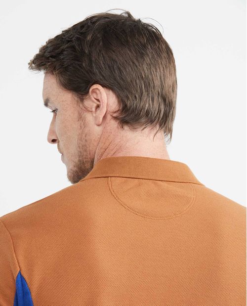 Camiseta de Hombre Tipo Polo, Slim Fit Manga Corta - Bloques en Costados