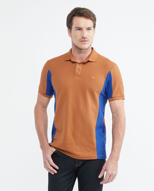 Camiseta de Hombre Tipo Polo, Slim Fit Manga Corta - Bloques en Costados