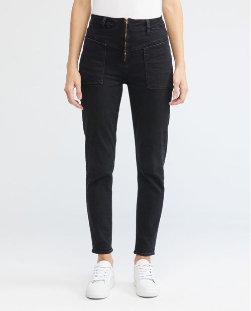 Jean de Mujer Super High Rise, High Cosmo, Bota Skinny - Gris Oscuro