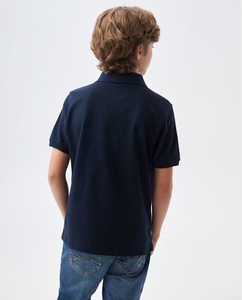 Camiseta de Niño Tipo Polo, Straight Fit Manga Corta - Bordados
