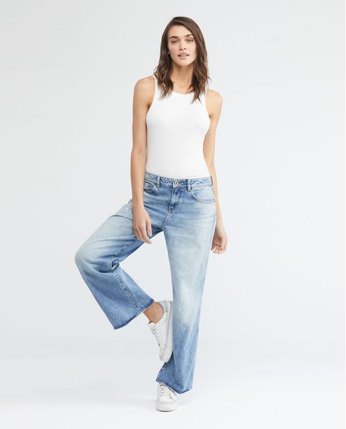 Jean de Mujer High Rise, Cosmo, Bota Relaxed - Tipo Carpintero Azul Claro