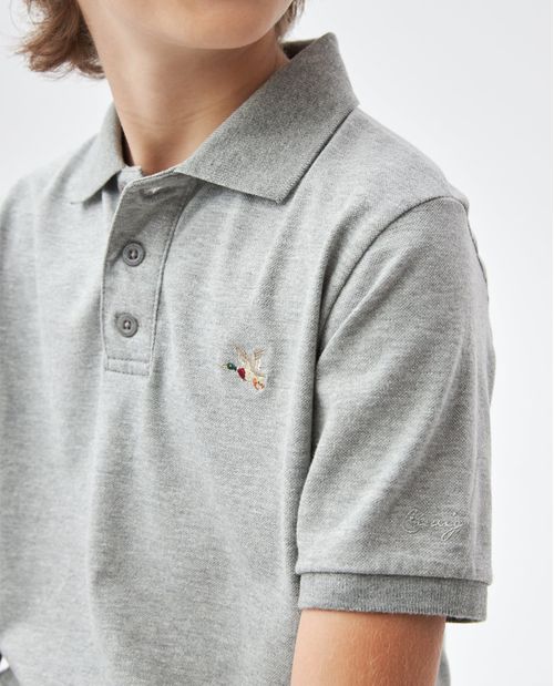 Camiseta de Niño Tipo Polo, Straight Fit Manga Corta - Fondo Entero Efecto Jaspe