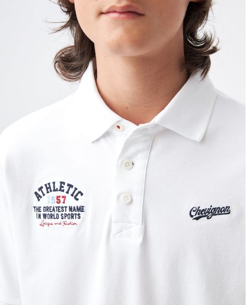 Camiseta de Niño Tipo Polo, Straight Fit Manga Corta - Bordados