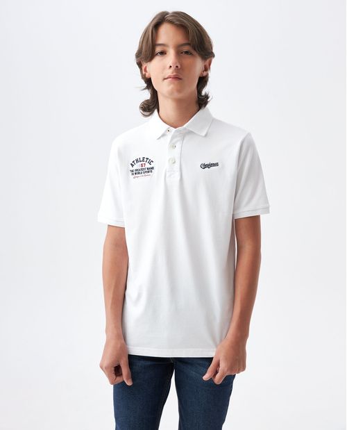 Camiseta de Niño Tipo Polo, Straight Fit Manga Corta - Bordados