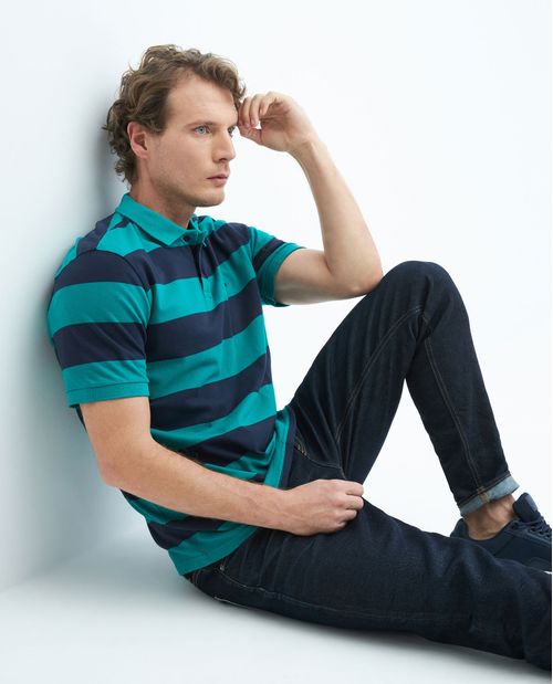 Camiseta de Hombre Tipo Polo, Classic Fit Manga Corta - Rayas