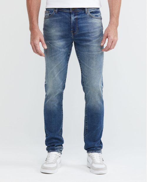 Jean de Hombre Slim Fit, Famous, Bota Slim - Azul Medio