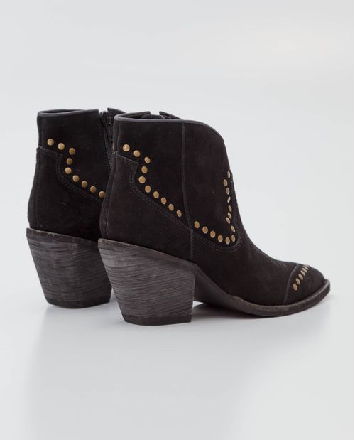 Botas de Mujer en Cuero Gamuzado, Tipo Western - Taches Decorativos