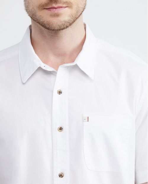 Camisa de Hombre, Classic Fit Manga Corta - Fondo Entero Efecto Flamé