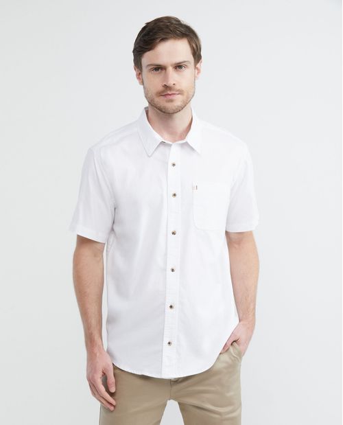 Camisa de Hombre, Classic Fit Manga Corta - Fondo Entero Efecto Flamé