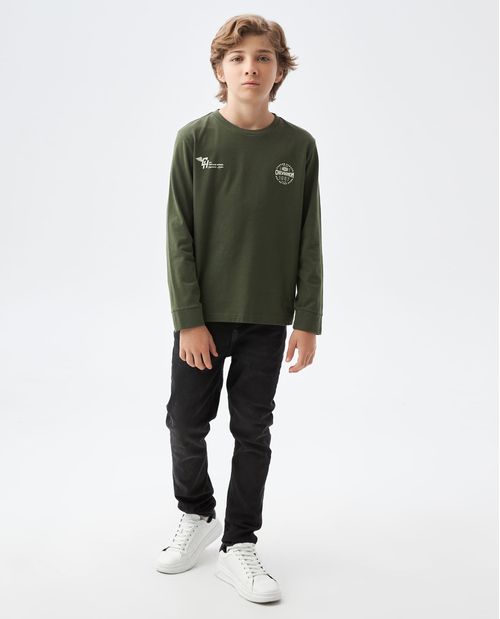 Camiseta Gráfica de Niño, Manga Larga - Gráficos en Frente y Espalda