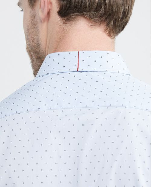 Camisa Premium de Hombre, Slim Fit Manga Larga - Mini Print Coolmax + Wrinkle Free