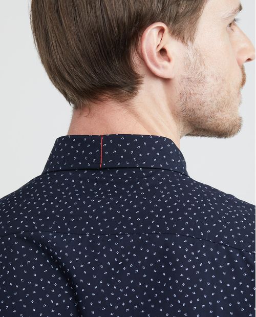 Camisa Premium de Hombre, Slim Fit Manga Larga - Mini Print Fibras Bambú