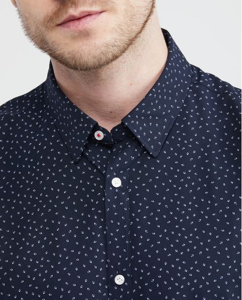 Camisa Premium de Hombre, Slim Fit Manga Larga - Mini Print Fibras Bambú