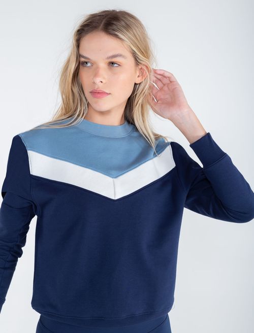 Buzo Varsity con bloques de color para mujer
