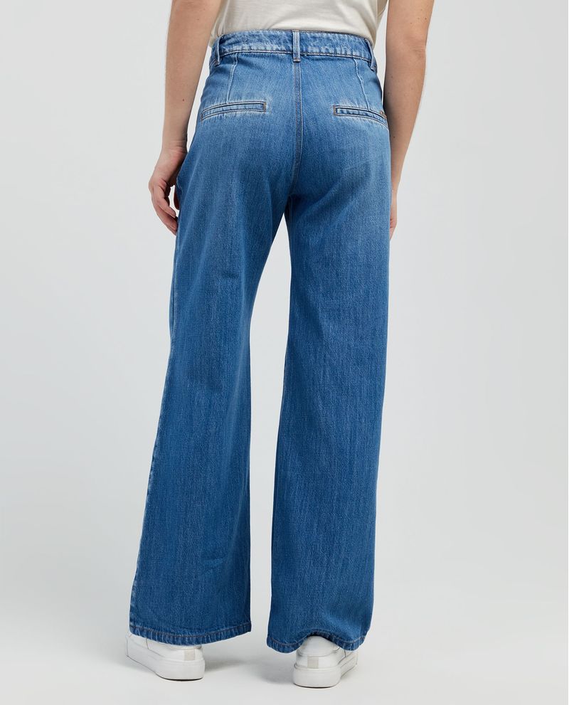 Naf Naf - Jean Para Mujer Tono Medio Claro Wide Leg Long Tir