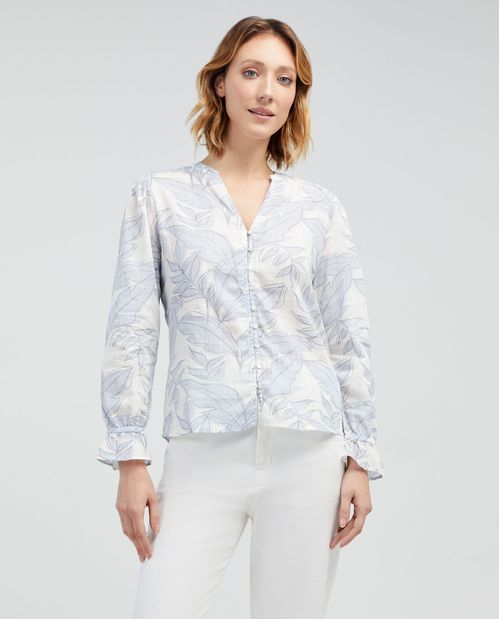 Camisa manga laga estamapada para mujer