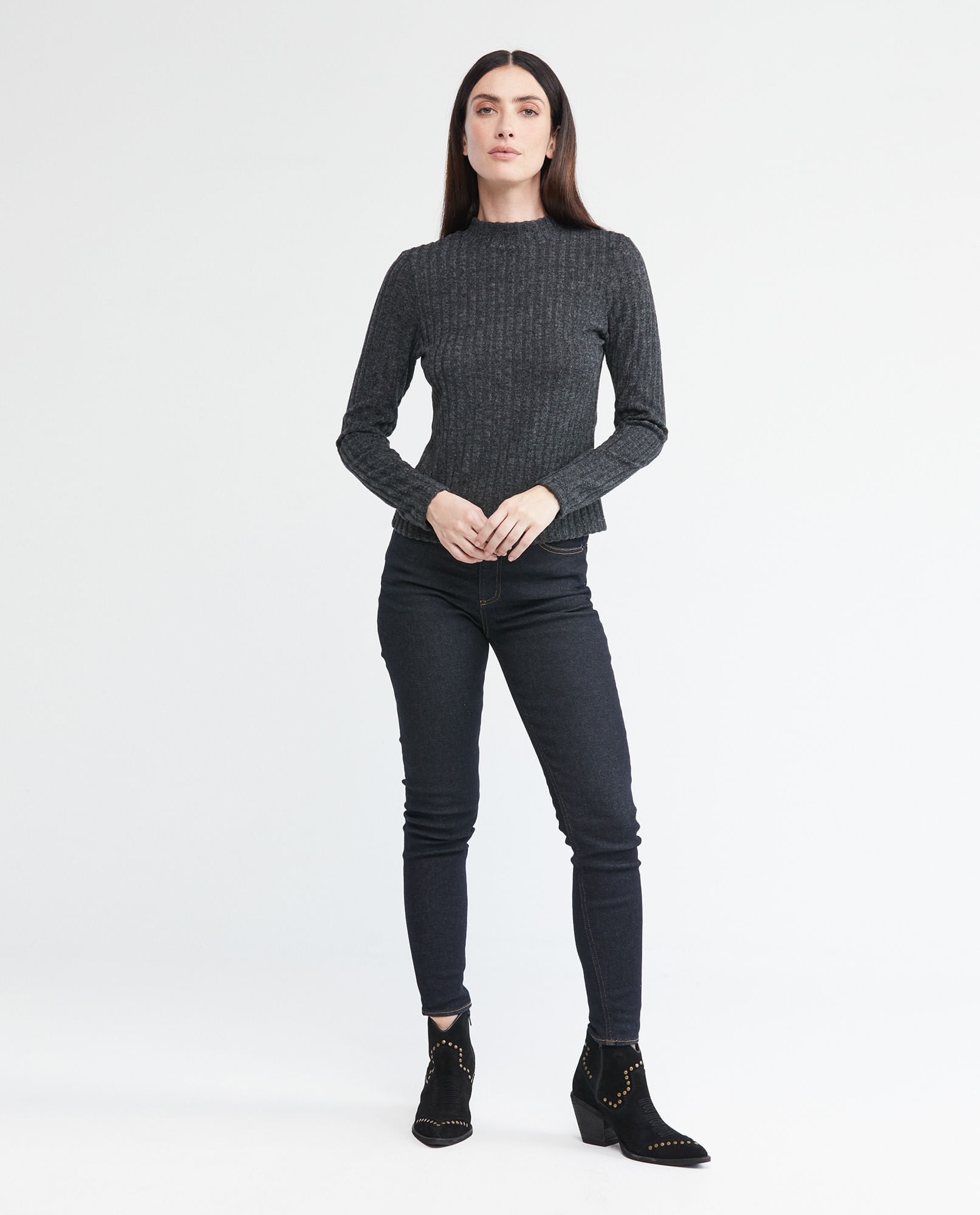 Camiseta Lisa Básica Con Cuello De Pico - Marron - Tallas Grandes - Mujer - 8.00