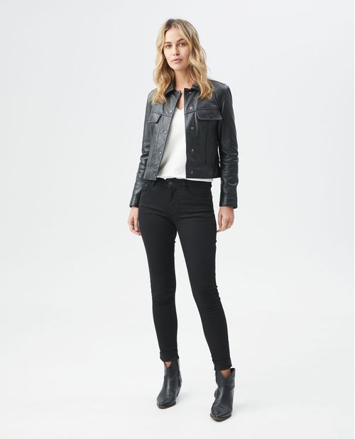 Jean de Mujer High Rise, Cosmo, Bota Skinny - Negro Mate