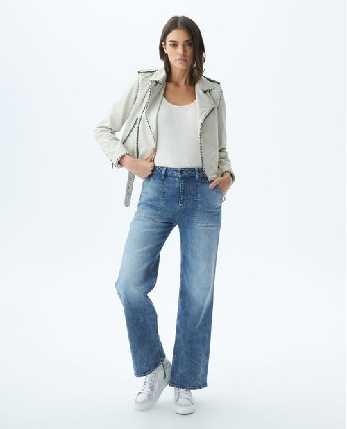 Jean de Mujer Wide Leg, Bota Relaxed - Azul Claro Vintage