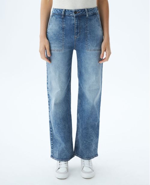 Jean de Mujer Wide Leg, Bota Relaxed - Azul Claro Vintage