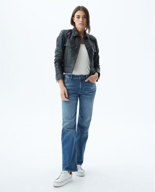 Jean de Mujer High Rise, Cosmo, Bota Relaxed - Azul Medio