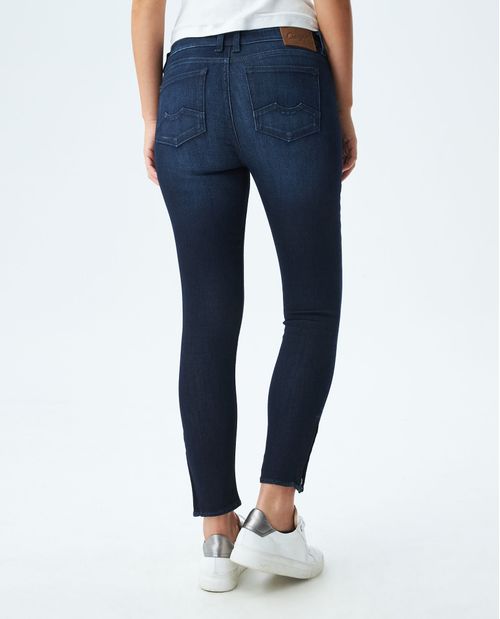 Jean de Mujer High Rise, Cosmo, Bota Skinny - Azul Ultra Oscuro Cierre en Bota