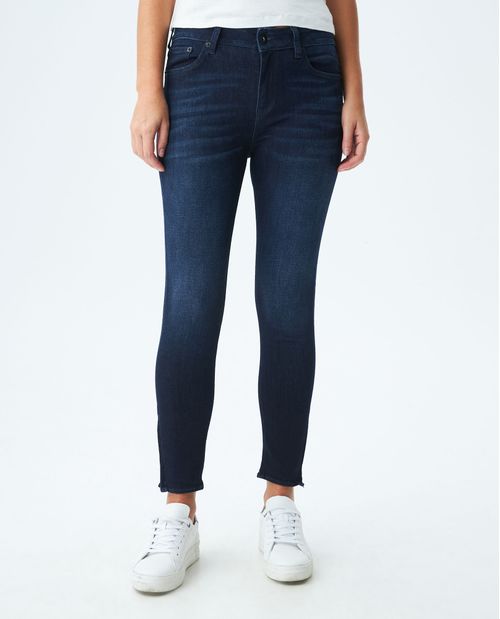 Jean de Mujer High Rise, Cosmo, Bota Skinny - Azul Ultra Oscuro Cierre en Bota
