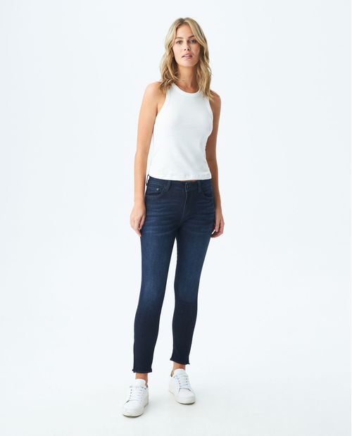 Jean de Mujer High Rise, Cosmo, Bota Skinny - Azul Ultra Oscuro Cierre en Bota