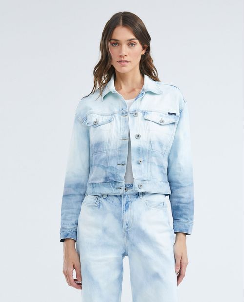 Chaqueta de Mujer en Denim, Tipo Trucker Straight Fit - Azul Claro