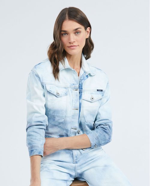 Chaqueta de Mujer en Denim, Tipo Trucker Straight Fit - Azul Claro
