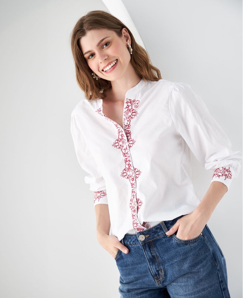 Camisa de cuello online para mujer