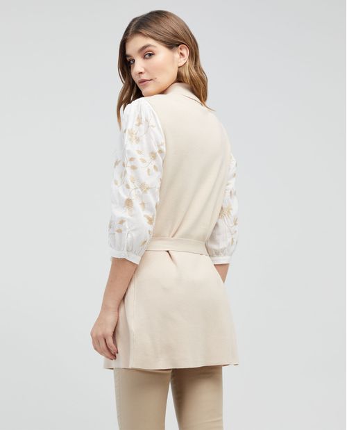 Chaleco con solapas largo para mujer