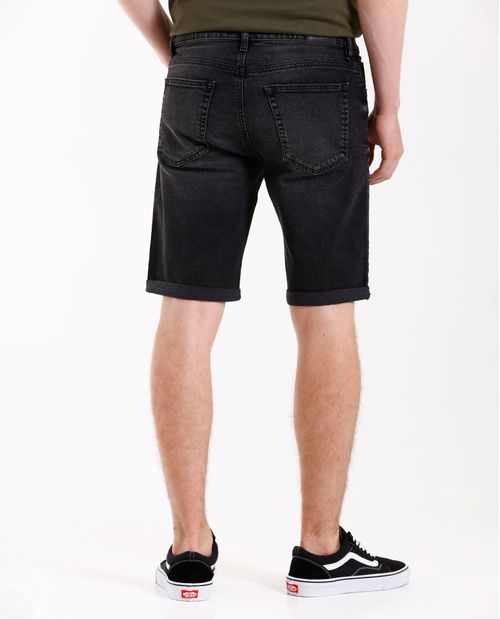 Bermuda en black denim para hombre