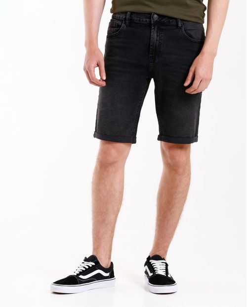 Bermuda en black denim para hombre