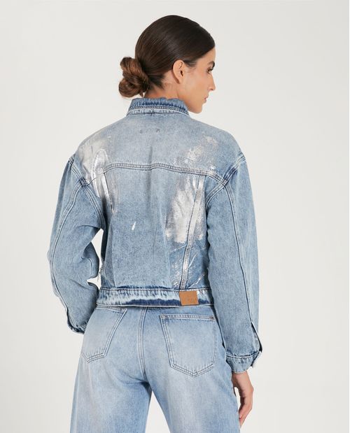 Chaqueta en denim con brillo para mujer