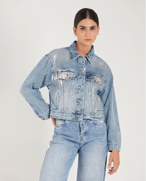 Chaqueta en denim con brillo para mujer
