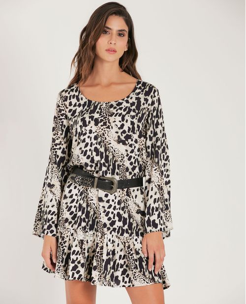 Vestido corto con diseño de animal print para mujer